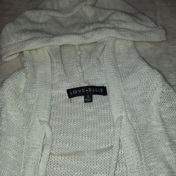 Love Ellie long white knit cardigan hoodie - Picture 3 of 8
